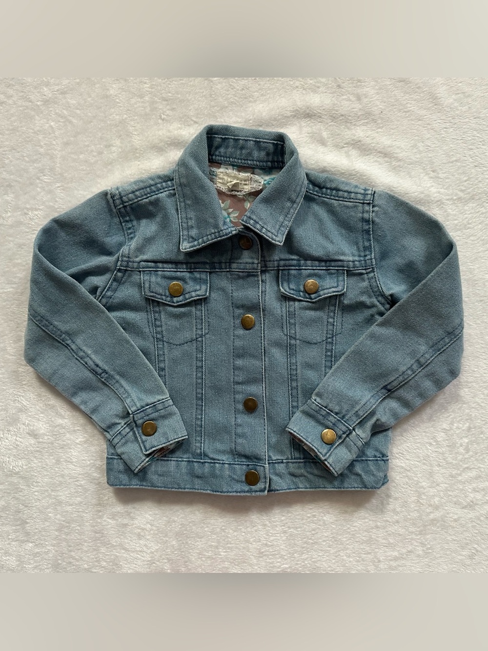 Btween Denim Jacket Blue Toddler Girls Size 4T Button Front Long Sleeve Collared